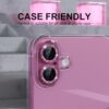 Choiche Compatible for iPhone 16 /iPhone 16 Plus Camera Lens Protector Bling, 9H Tempered Glass Camera Cover Screen Protector Metal Ring Decoration Accessories(Glitter-Pink) - Image 4