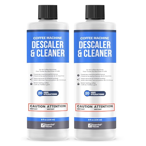 Essential Values Universal Descaling Solution for Keurig Breville Nespresso & Delonghi (4 Uses) | Coffee Machine Descaler Cleaner | Liquid To Descale Automatic Coffee Makers & Espresso Machines