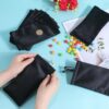 Beebeecraft 8Pcs Velvet Sunglasses Holder Portable Stainless Steel Squeeze Top Eyeglasses Storage Pouches Black Anti-scratch Phone Screen Protector Bags 18x9.5cm - Image 3