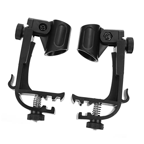 OUSIKA 2pcs Streaming Mount for Boom Over Professional Universal Holder Gear Mic Voice- Black Table Clip Arm Snare Recording Studio Shockproof Condenser Games Rim Adjustable Clips (Color : Black, Si