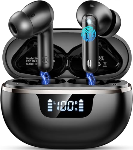 Wireless Earbuds, Bluetooth 5.3 Headphones 40Hrs Playtime Deep Bass Stereo in-Ear Earbud, LED Power Display, Call Noise Canceling Headphones with Mic, IP7 Waterproof Earphones for iPhone Android