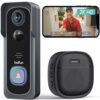 BOIFUN Wireless Doorbell Camera No Subscription with Chime - 166° Wide Angle View, 2K HD Video, Quick Wake Up & Motion Detection, 6700mAh Battery, Intelligent HDR Night Vision, Two-Way Audio