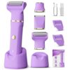 Bikini Trimmer for Women, 3 in 1 Electric Razors for Women, IPX7 Waterproof Wet Dry Body Shaver Pubic Hair Trimmer Facial Hair Remover with Ceramic Blade USB Recharge Dock Gift for Women - Image 8