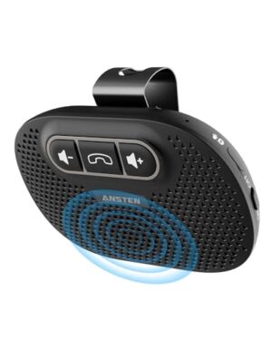 Avantree CK11 Bluetooth 5.0 Hands Free Cell Phone Car Kit, 3W Loud Speakerphone, Support Siri Assistant, Motion AUTO ON, Volume Knob, Wireless in Car Handsfree Speaker with Visor Clip – Blue