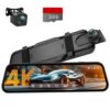 Veement 4K Rear View Mirror Camera, 10'' 4K Mirror Dash Cam with 1080P Backup Camera, Dash Cam Front and Rear for Car with Voice Control, 24H Parking Mode, Night Vision, 32GB SD Card Included