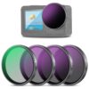 NEEWER Snap On ND Filter Set Compatible with DJI Osmo Action 3/4/5 Pro, 4 Pack ND8+ND16+ND32+CPL Neutral Density Polarizing Action Camera Accessories, Multicoated HD Optical Glass, FL-A76