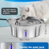 WVJ Stainless Steel Cat Water Fountain, 3.2L/108oz Cat Fountain for Drinking Indoor Quiet Automatic Pet Drinking Dispenser with Water Window Filters Dishwasher Safe Kitty Dog Water Feeding Bowl - Image 4