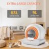 Self-Cleaning Cat Litter Box, New Model Anti-Pinch Automatic Box for Multiple Cats, Safety Large Cat Litter Box, WiFi-2.4G/APP Control, Smart Health Monitor, Easy Clean (Orange) - Image 3