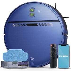 ZCWA Robot Vacuum and Mop Combo,2.4GHz WiFi Link Vacuum Robot,4 Cleaning Mode Robotic Vacuums Cleaner,APP/Remote Aspiradora Robot,Self-Charging Robot Vacuum for Pet Hair,Stains,Carpets,Corner