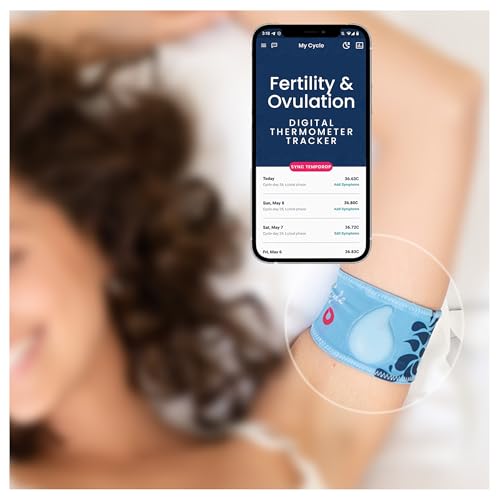 Tempdrop Fertility and Ovulation Digital Thermometer Tracker – Wearable Basal Body Temperature (BBT) Monitoring Sensor and Fertility Charting App Includes Comfortable Armband (S/M – 8.5-15.5 inch)