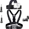 VVHOOY Action Camera Accessories Head Strap Mount Chest Harness Compatible with AKASO EK7000 Brave 4 Brave 7 LE V50X Native/GoPro Hero 13 12 11 10 9 8 7 6 5/VEMONT/Dragon Touch/HLS/Apexcam/REMALI