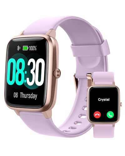 GRV Smart Watch for iOS and Android Phones (Answer/Make Calls), Watches for Men Women IP68 Waterproof Smartwatch Fitness Tracker Watch with Heart Rate/Sleep Monitor Steps Calories Counter (Violet)