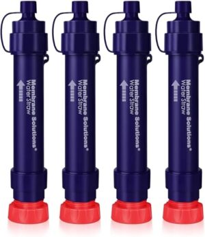 WS02 Water Filter Straw, Detachable 4-Stage 0.1-Micron Portable Water Filter Camping, 5,000L Water Purifier Survival Gear and Equipment for Hiking Camping Travel and Emergency - 4 Pack