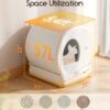 MeoWant Self-Cleaning Cat Litter Box, Advanced Safety System Automatic Cat Litter Box Perfect for Multi Cats, Extra Large/Odor Control/APP Control Smart Cat Litter Box with Mat & Liner, Yellow - Image 6
