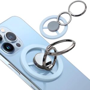Magnetic Phone Ring for MagSafe, 360° Rotation Magnetic Phone Grip, Removable Cell Phone Grip Stand Finger Ring Kickstand Upgrade Gear Hinge, Magsafe Accessories for iPhone, Blue