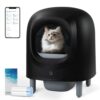 Sousia Self-Cleaning Cat Litter Box - 56L Extra Large Robot Automatic Cat Litter Box for Multi Cats with Safety Protection/Anti-Pinch/APP Control Black