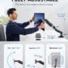 HUANUO Single Monitor Mount, 13 to 32 Inch Gas Monitor Arm, Adjustable Stand, Vesa Mount with Clamp and Grommet Base - Fits 4.4 to 19.8lbs LCD Computer Monitors - Image 4