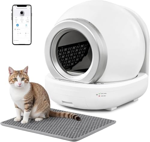 Furoomatepet Self-Cleaning Litter Box, Open-Top Automatic Cat Litter Box, Easy Maintenance, with Built-in Safety Features and Odor Control