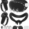 Silicone Cover Set Compatible with Meta/Oculus Quest 3 Accessories, Controller Grips, VR Shell Cover, Facial Interface Cover, Protective Lens Cover, Tempered Glass Lens Caps, Not Fit Quest 3S