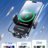 CHGeek Wireless Car Charger, 15W Fast Charging Auto Clamping Car Charger Phone Mount Phone Holder fit for iPhone 16 15 14 13 12 Pro Max 11 XR XS, Samsung Galaxy S24 Ultra S23 S22 S21, S20, S10+, Black - Image 3