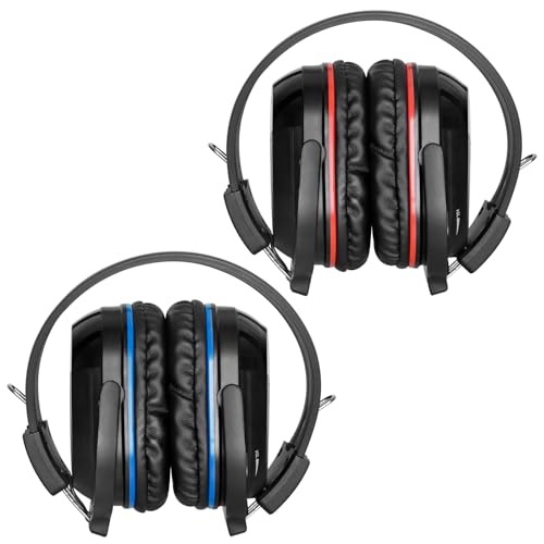 SIMOLIO 2 Pack of IR Wireless Headphones for in Car TV Video Audio Listening, 2 Channel Car DVD Headphones for Kids, Universal Infrared Headsets for Headrest Video System, AUX Cord, Not Bluetooth
