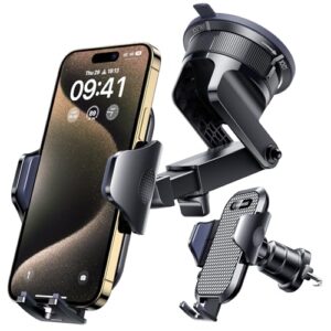 AINOPE Car Phone Holders for Your Car Air Vent Phone Mount [Thick Cases Friendly] Cell Phone Holder Car Accessories for Women Men for iPhone 16e 16 15 Pro Max Samsung S25 Ultra All Phones, Black