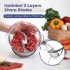 La Reveuse Food Processor,Electric Food Chopper with 7-Cup (1.7L) Glass Bowl, 4 Bi-Level Blades for Chopping,Grinding,Mincing,Whisking,Meal Prep,300W,Blue - Image 3