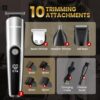 PRITECH Beard Trimmer for Men, 3 in 1 Hair Trimmer for Men Kit, Nose Ear Trimmer, Micro Shaver, Mens Grooming Set Cordless with LED Display IPX6 Waterproof (Silver) - Image 5
