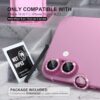 Choiche Compatible for iPhone 16 /iPhone 16 Plus Camera Lens Protector Bling, 9H Tempered Glass Camera Cover Screen Protector Metal Ring Decoration Accessories(Glitter-Pink) - Image 2