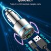 FM Transmitter for Bluetooth 5.3, [All-Metal] PD 30W & QC3.0 18W Fast Car Charger, Wireless FM Radio Kit Bluetooth Car Adapter, Noise Cancelling Hands-Free Call, Blue Light - Silver - Image 3