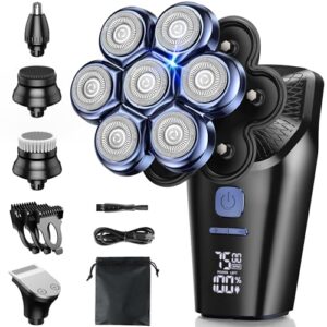 Head Shavers for Bald Men, Bald Head Shaver for Men, 6-in-1 Grooming Kit with Nose Hair Trimmer, Beard Trimmer for Men, Waterproof and Rechargeable Electric Shavers for Men