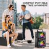 60W (80W Peak) Portable Bluetooth Speaker with Double Subwoofer Heavy Bass, Bluetooth 5.0 Wireless 100ft Outdoor Speaker, Support FM Radio, LED Colorful Lights, Stereo Sound, for Home, Party, Travel - Image 8