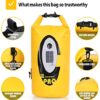 Qoolife Dry Bag Waterproof with Solar Bluetooth Speaker & Light - 20L Roll Top Dry Sack Keeps Gear Dry for Men Women Kayaking, Beach, Rafting, Boating, Hiking, Camping and Fishing (Yellow-BL) - Image 6