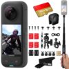 Insta360 X3 - Waterproof 360 Action Camera with 1/2'' 48MP Sensors, 5.7K HDR Video, 72MP Photo, 4K Single-Lens, 2.29'' Touchscreen|Includes Motorcycle Bundle, Selfie Stick, Lens Cap&128GB, Black