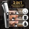 PRITECH Beard Trimmer for Men, 3 in 1 Hair Trimmer for Men Kit, Nose Ear Trimmer, Micro Shaver, Mens Grooming Set Cordless with LED Display IPX6 Waterproof (Silver) - Image 3