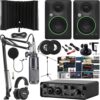 LyxJam 2x2 USB Audio Interface with Asio Driver and Creative Software Bundle & AT2020 Cardioid Condenser Vocal Microphone Pack with New CR3.5BT Creative Bluetooth Monitors & Isolation Recording Shield