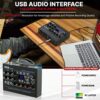 Pyle Professional USB Audio Interface with MIC/LINE, Guitar, AUX Stereo and RCA Inputs, Phone/Stereo/Monitor Outputs, Ideal for Computer Playing & Recording, Preset 24 Digital Effects - PMUX9 - Image 3