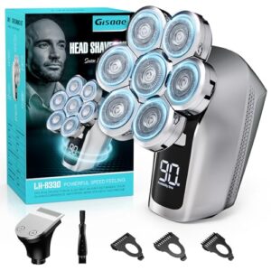 Head Shavers for Bald Men, Bald Head Shaver for Men, 6-in-1 Grooming Kit with Nose Hair Trimmer, Beard Trimmer for Men, Waterproof and Rechargeable Electric Shavers for Men