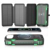 Acenew Solar Power Bank, 20000mAh Wireless Charger Power Bank, 15W Fast Charging Power Bank for Phone-Camping Battery Pack Charger Poatable Multi USB Ports Input/Output with Solar Panels(Green)