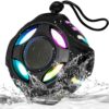 Waterproof Bluetooth Speaker IPX7, Shower Speaker with Dynamic Lights, TWS Mode, Loud Stereo Sound, Robust Bass, Portable Wireless Speaker with 24H Playtime for Home, Outdoor/Kayak/Gift for Men, Women