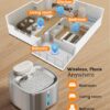 oneisall Wireless Cat Water Fountain, 3.5L/118oz Battery Operated Pet Drinking Fountain Stainless Steel, Running Water Dispenser Fountains for Cats, Cordless & Rechargeable with Motion Sensor - Image 2