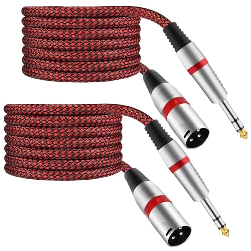 XLR to 1/4 TRS Stereo Adapter,XLR Female to 1/4 Inch (6.35mm) Stereo Balanced Microphone Stereo Audio Converter AdapterCable (2Pack / 10 FT)