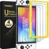 ivoler 4-Pack Tempered Glass Screen Protector Designed for Nintendo Switch OLED Model 2021&2023 with [Alignment Frame] Transparent HD Clear[Updated Version] Screen Protector for Switch OLED 7''