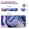Keyboard Mouse Pad Set, Extended Mouse Pad+Keyboard Wrist Rest Support, Memory Foam Ergonomic Easy Typing, 3Pcs (35.4×15.7 in) Desk Pad Set for Home Office Study Game-Purple Marble - Image 2