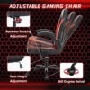 OLIXIS Computer Gaming Desk Chair - Big and Tall Ergonomic Comfy Lumbar Support with Flip-up Armrest and 360° Swivel Wheels, PU Leather Height Adjustable, for Home and Office, Red - Image 5