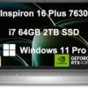 Dell Inspiron 16 Plus 7630 Business Laptop (NVIDIA RTX 4060 8GB GPU, 16" QHD (2560 x 1600) 120Hz, i7-13620H, 64GB DDR5, 2TB SSD) for Creator, Designer, Backlit KB, FP, IST Hub, FHD Webcam, Win 11 Pro