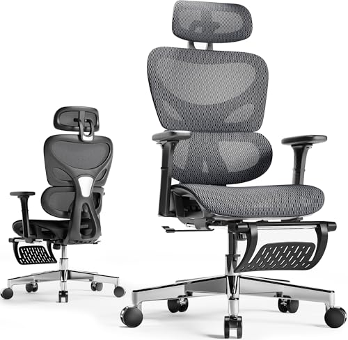 N-GEN GAMING Video Gaming Chair with Footrest High Back Ergonomic Comfortable Office Computer Desk with Lumbar Support Height Adjustable with PU Leather Recliner for Adults Women Men (White)
