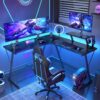 Mr IRONSTONE L Shaped Gaming Desk Corner Computer Desk, Home Office Desks Writing Workstation with Large Monitor Stand, Easy to Assemble (Black,51 Inch) - Image 8