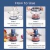 La Reveuse Food Processor,Electric Food Chopper with 7-Cup (1.7L) Glass Bowl, 4 Bi-Level Blades for Chopping,Grinding,Mincing,Whisking,Meal Prep,300W,Blue - Image 6
