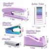 Purple Office Supplies Set, UPIHO Stapler and Tape Dispenser Set, Office Desk Accessories Kit with Stapler, Tape, Remover, Staples, Clips, Scissor and Tabs for Women, Clerks… - Image 2
